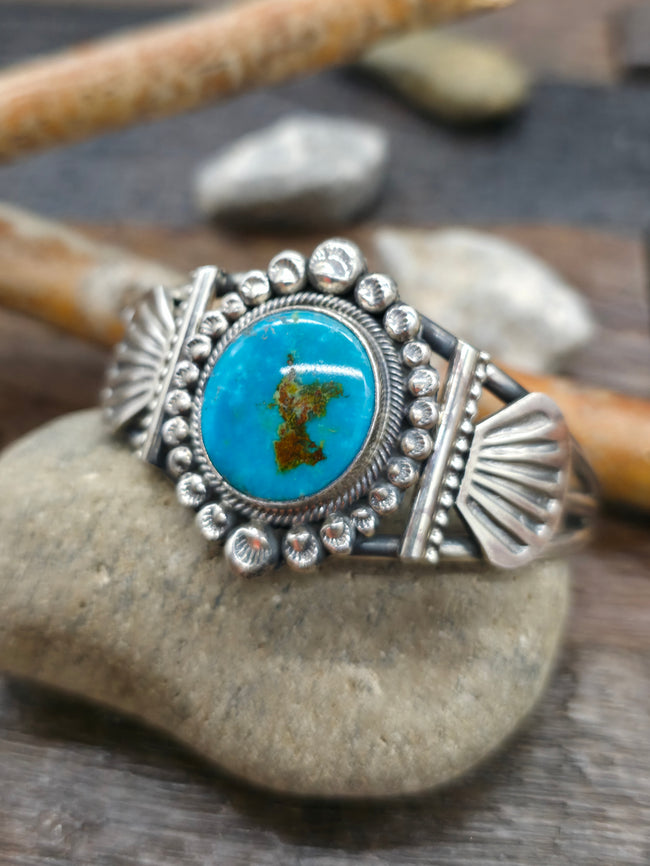 Sterling Silver Turquoise Cuff by Leon Martinez - 6 in. with Gap
