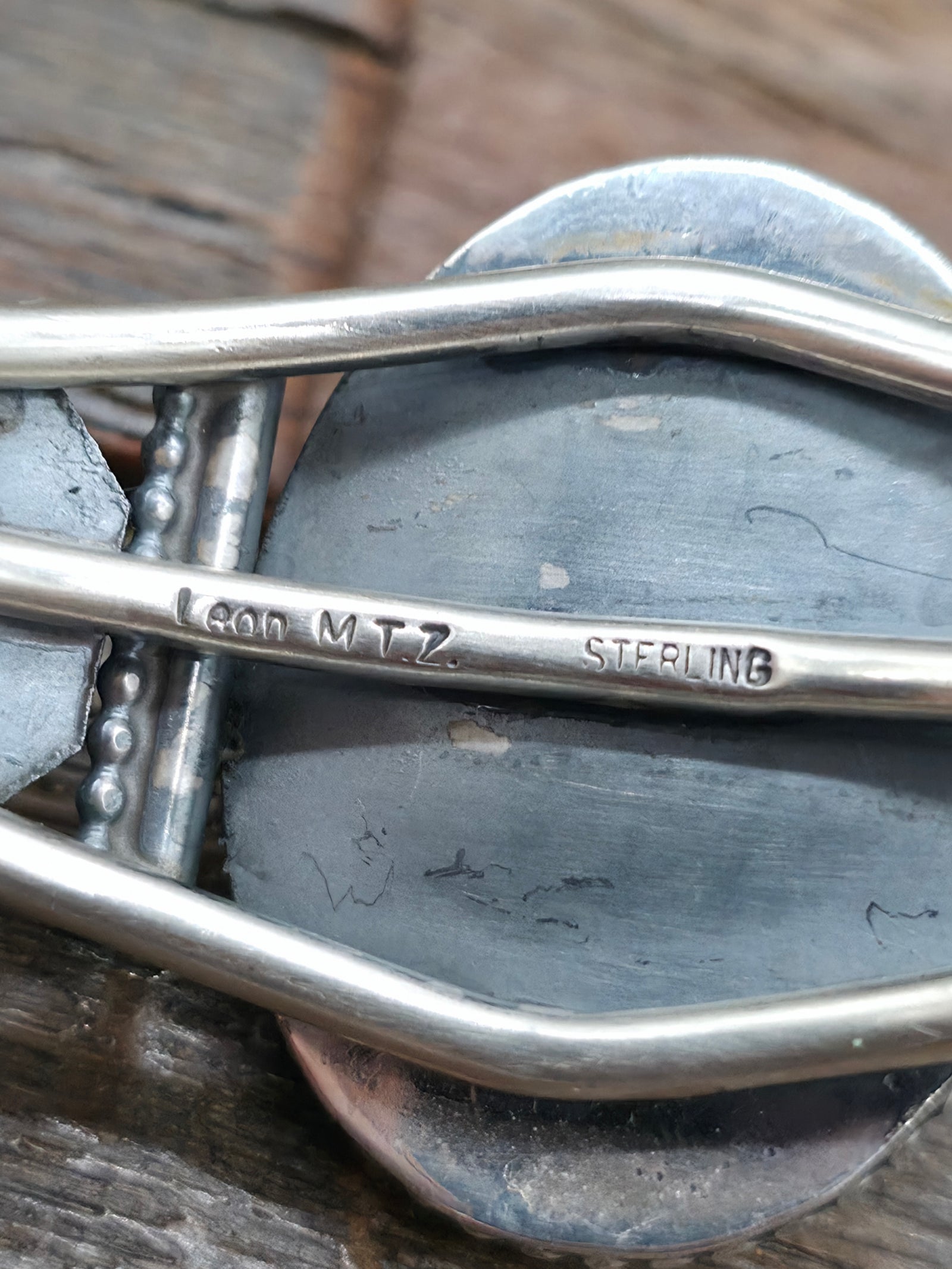 Stamped Sterling Silver Boulder Turquoise Cuff by Leon Martinez - 6 in. with Gap