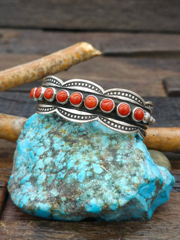 Cast Sterling Silver Turquoise Cuff - 6 in. with Gap