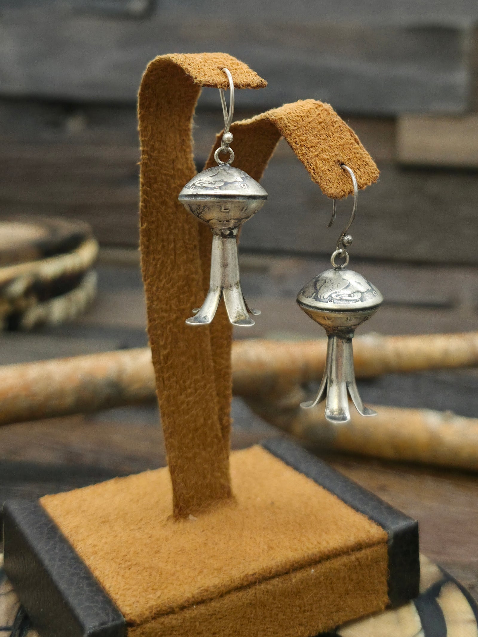Mercury Dime Squash Blossom Earrings with Sterling Silver