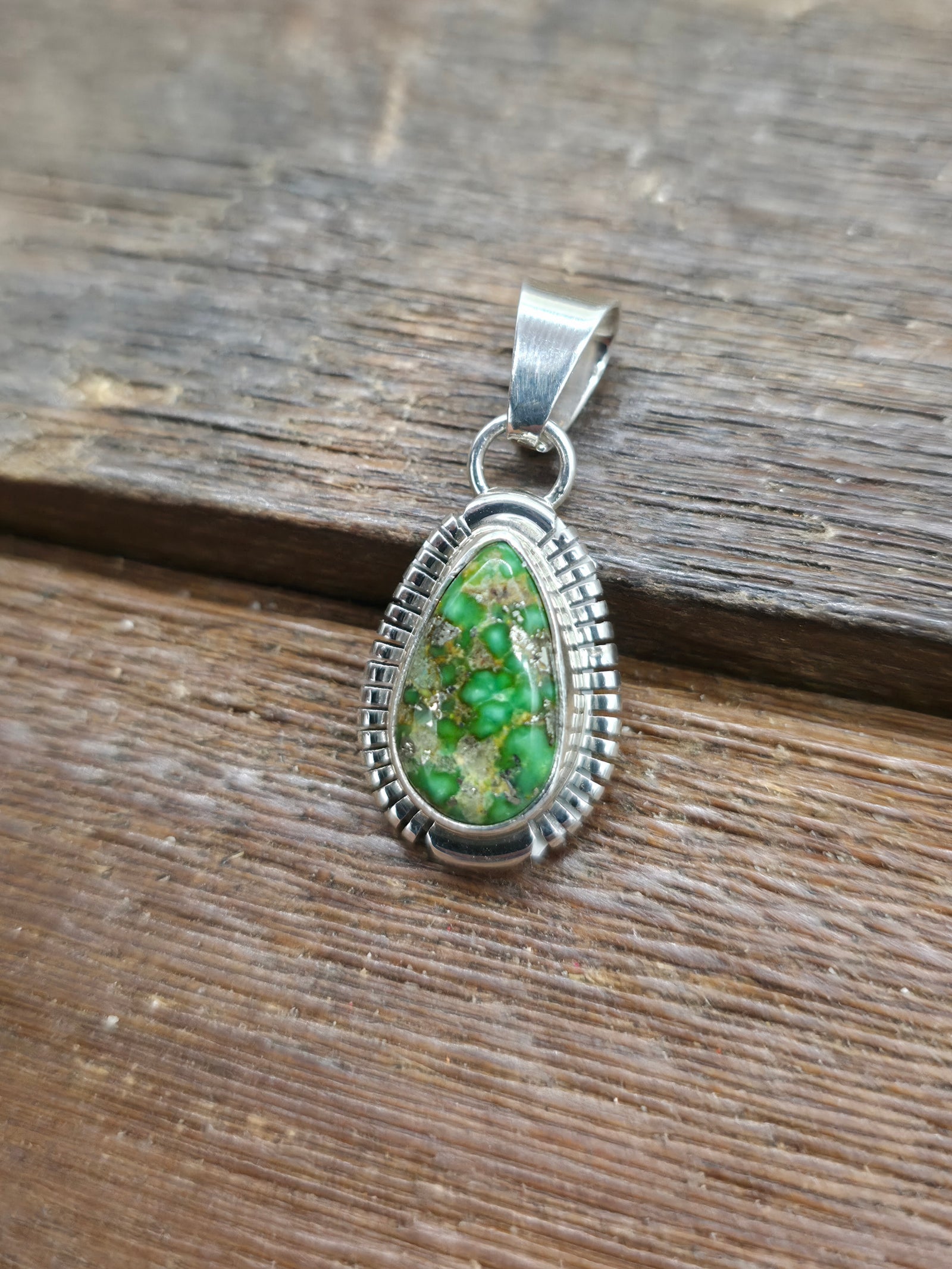 Sterling Silver Sonoran Turquoise Pendant by Nila Johnson - 1 1/4 in. by 5/8 in.