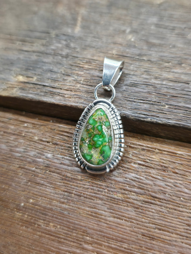 Sterling Silver Sonoran Turquoise Pendant by Nila Johnson - 1 1/4 in. by 5/8 in.