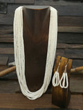 10 Strand Clam Shell Heishi Necklace and Earring Set by Ramona Bird - 26 in.
