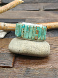Turquoise Cobblestone Inlay Sterling Silver Cuff by Louise Pete - 6 1/2 in. with Gap