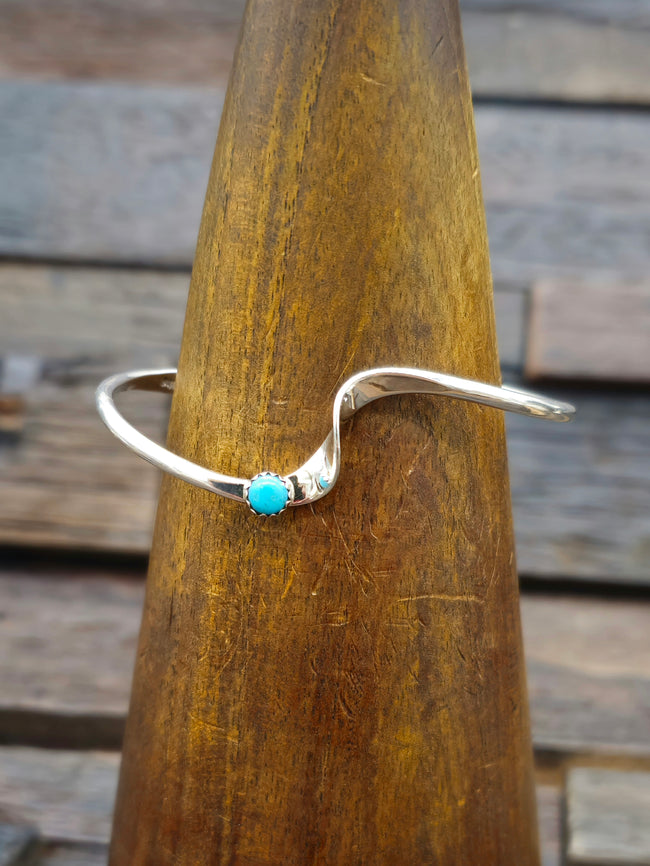 Sterling Silver Wave Cuff with Turquoise