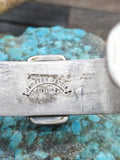 Stamped Sterling Silver Cuff with Black Jack Turquoise by Jameson Garcia - 6 3/4 in. with Gap