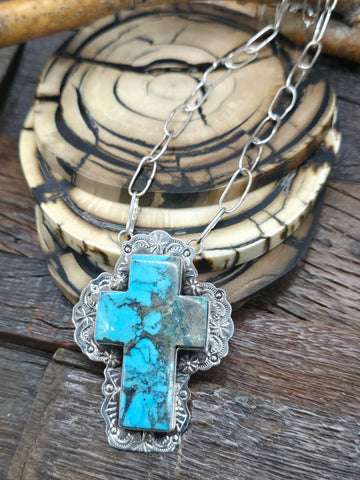 Sterling Silver Mixed Turquoise Cluster Bracelet by E. Garfield - 7 in. with Gap