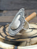 Adjustable Heart Smooth Center Sterling Silver Ring by Leander Tahe