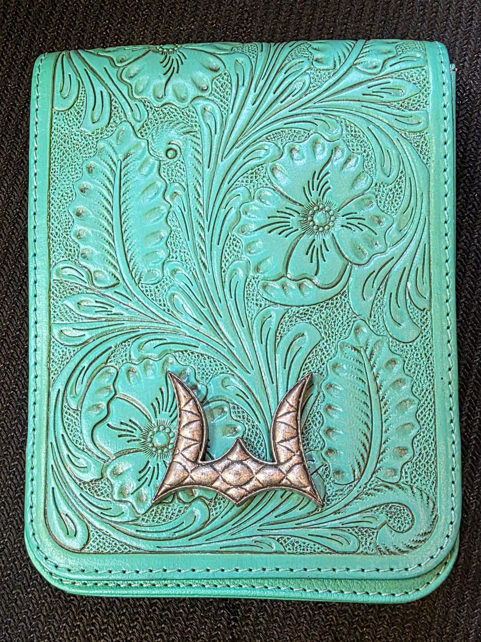 Drover Mini Bag - Turquoise Handtooled Leather and Calfskin by Loyal West