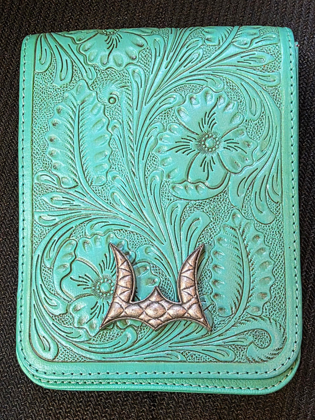 Drover Mini Bag - Turquoise Handtooled Leather and Calfskin by Loyal West