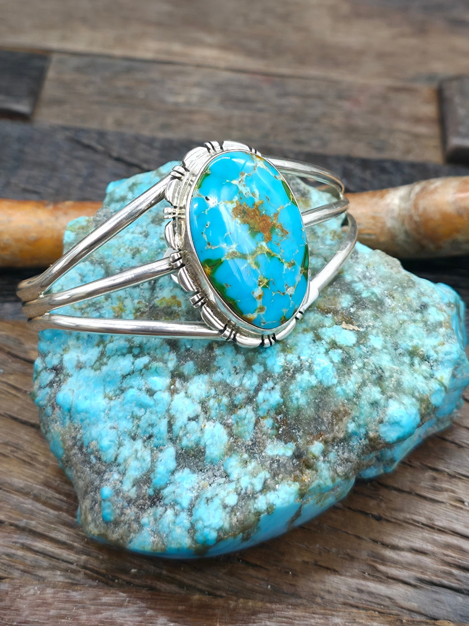 Sonoran Gold Turquoise Sterling Silver Bracelet - 6 1/4 in. with Gap