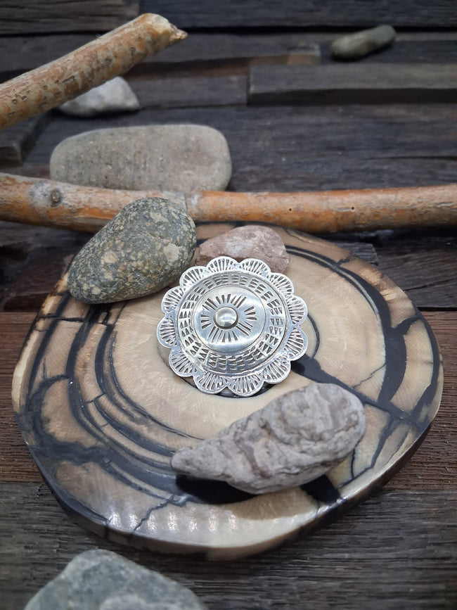 Sterling Silver Stamped Navajo Pin by Bertha Begay14121945
