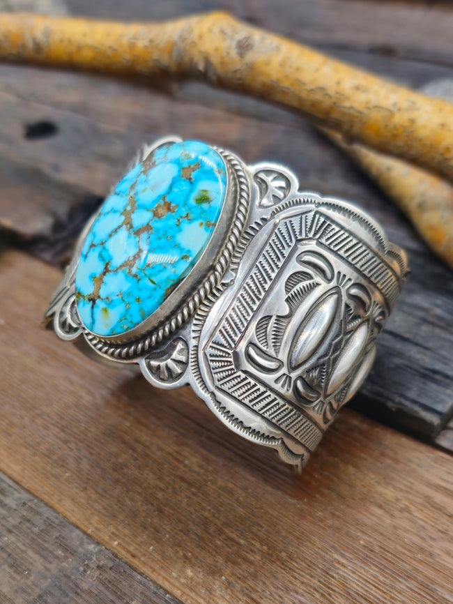 Stamped Sterling Silver Kingman Cuff by J. Delgarito - 6 3/4 in.