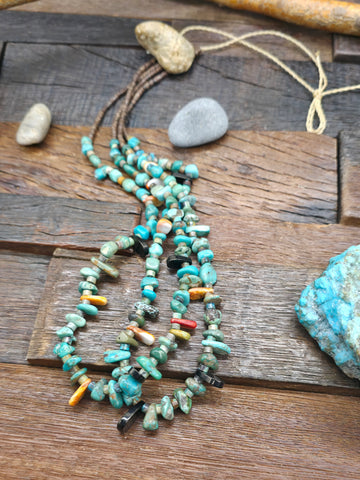 Wampum and Composite Mojave Bead Necklace by Fred Archuleta - 25 in.