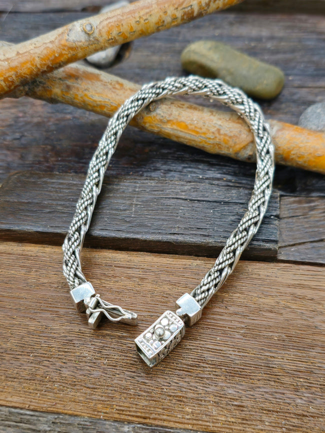 Italian-Made Sterling Silver Braided Chain Bracelet - 9 in