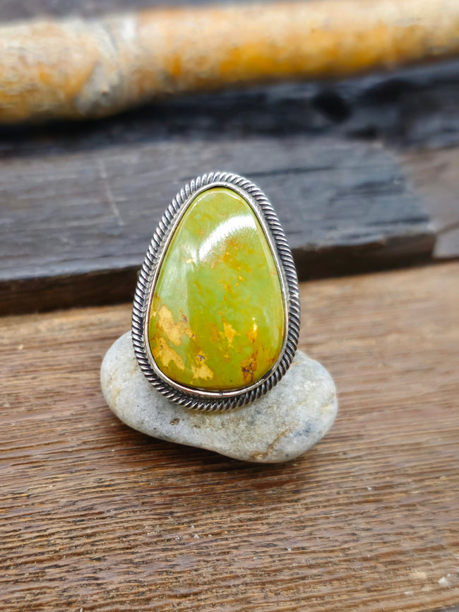 Leon Martinez Turquoise and Sterling Adjustable Ring