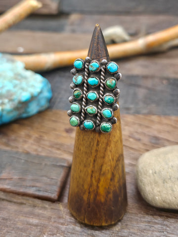 Vintage/Estate Sterling Silver Royston Turquoise Large Oval Ring - Size 4