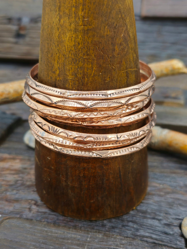 Stamped Copper Bangle - 8 in.