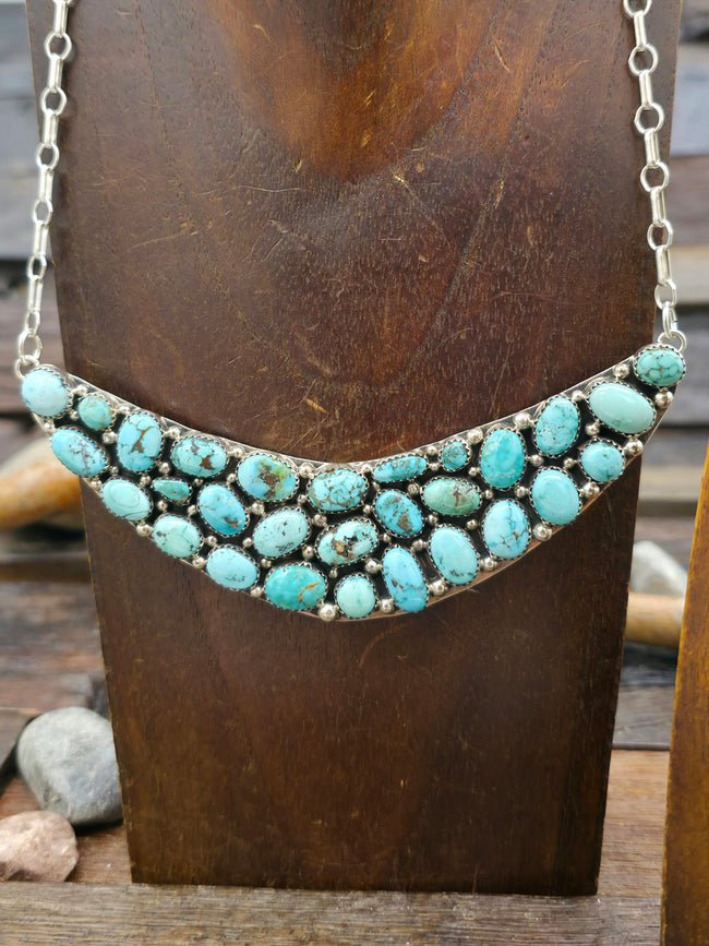 Red Mountain Turquoise Sterling Silver Necklace and Earring Set by Anna Spencer - 18 in.