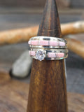 Sterling Silver Inlay Pink Conch Wedding Band Set Size by Wilbert Muskett Jr.