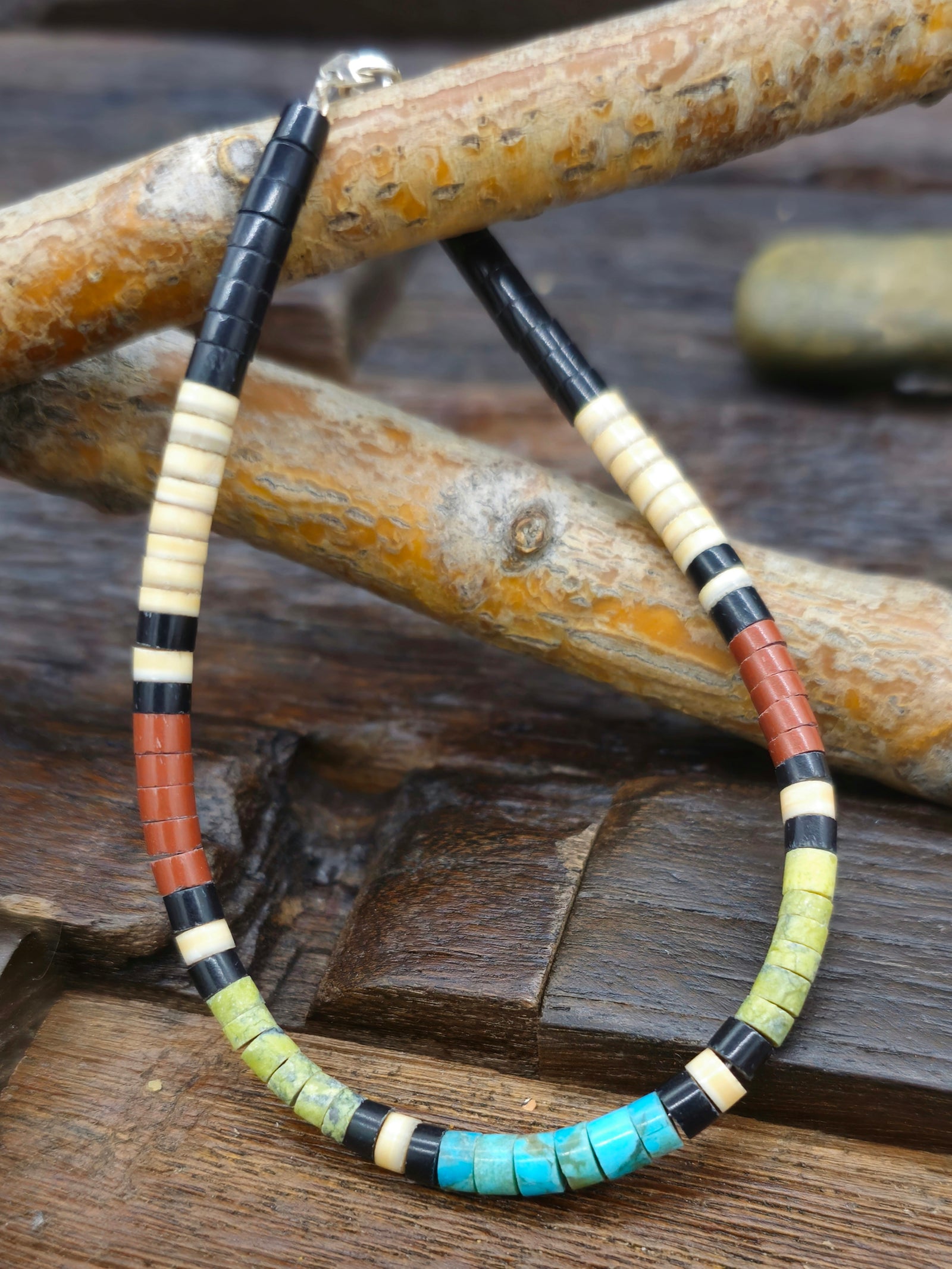 Santo Domingo Colorblock Bracelet by Dorene Calabaza 7.5 in.