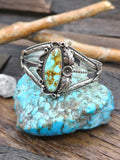 Turquoise and Sterling Silver Butterflies Cuff by Brenda Jimenez - 6 1/2 in. with Gap