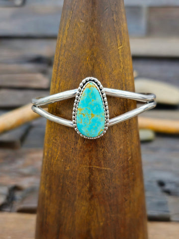 Sterling Silver Wave Cuff with Turquoise