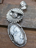 Sterling Silver and White Buffalo Kachina Pendant by F. Charley