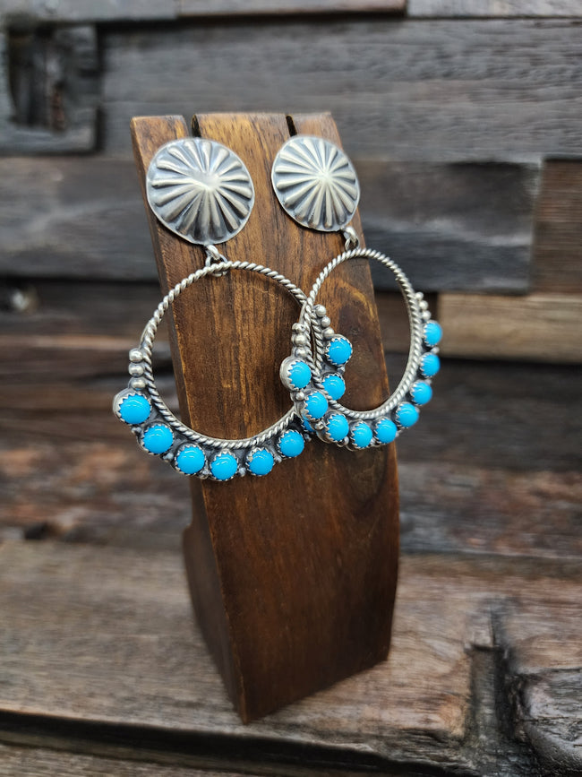 Turquoise and Sterling Circle Earrings