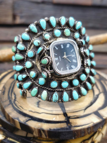 Vintage/Estate Sterling Silver and Turquoise Watch - 6 1/2 in.