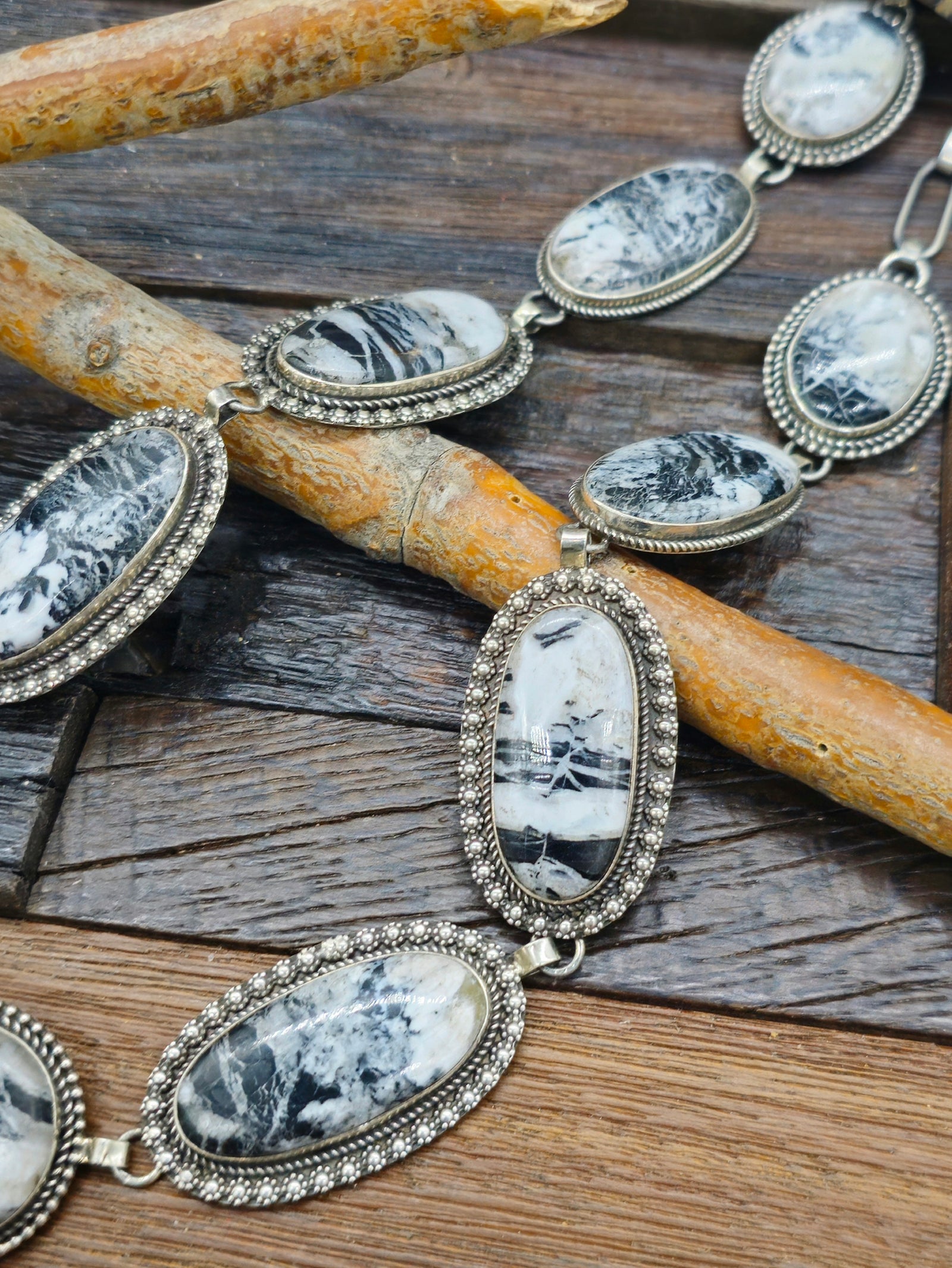 White Buffalo Lariat Necklace by Randall Endito - 24 in.