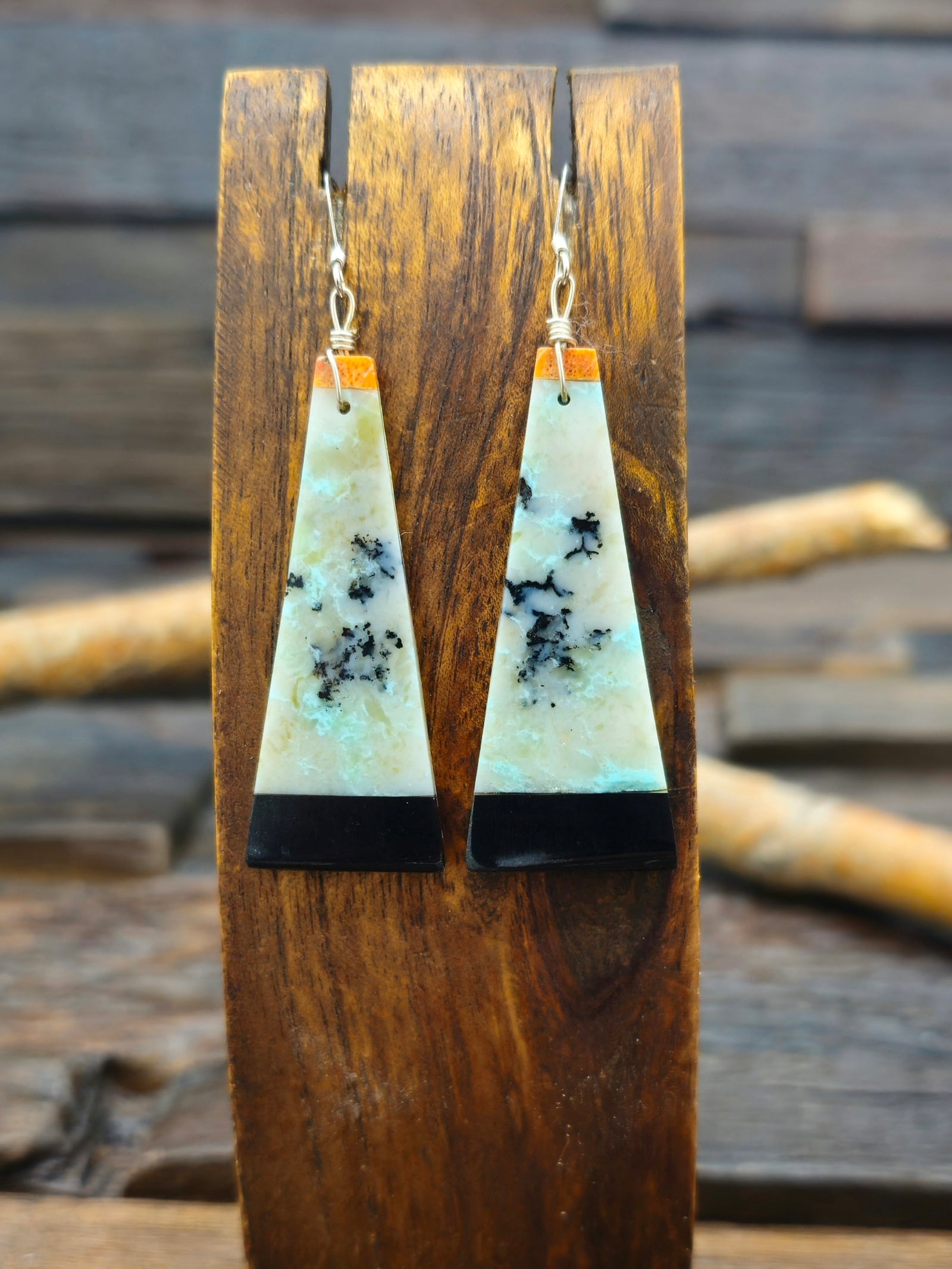 Mosaic Inlay Earrings by James Crespin