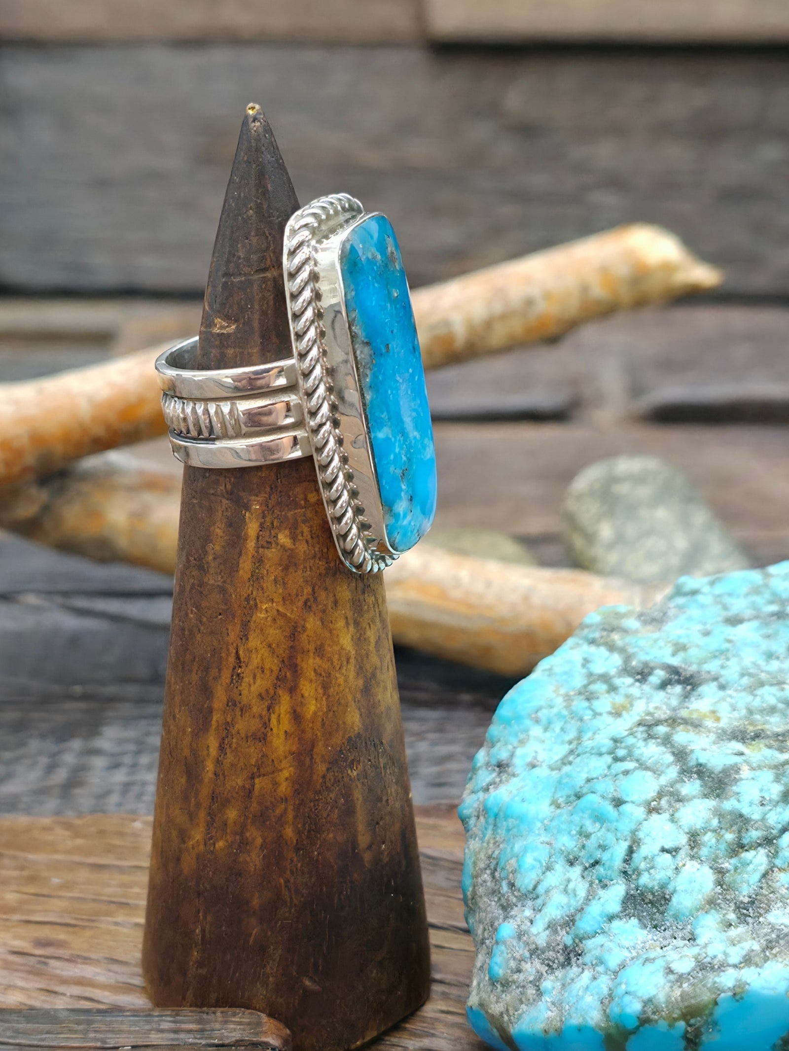 Sterling Silver Turquoise Ring by Roland Dixson - Size 5