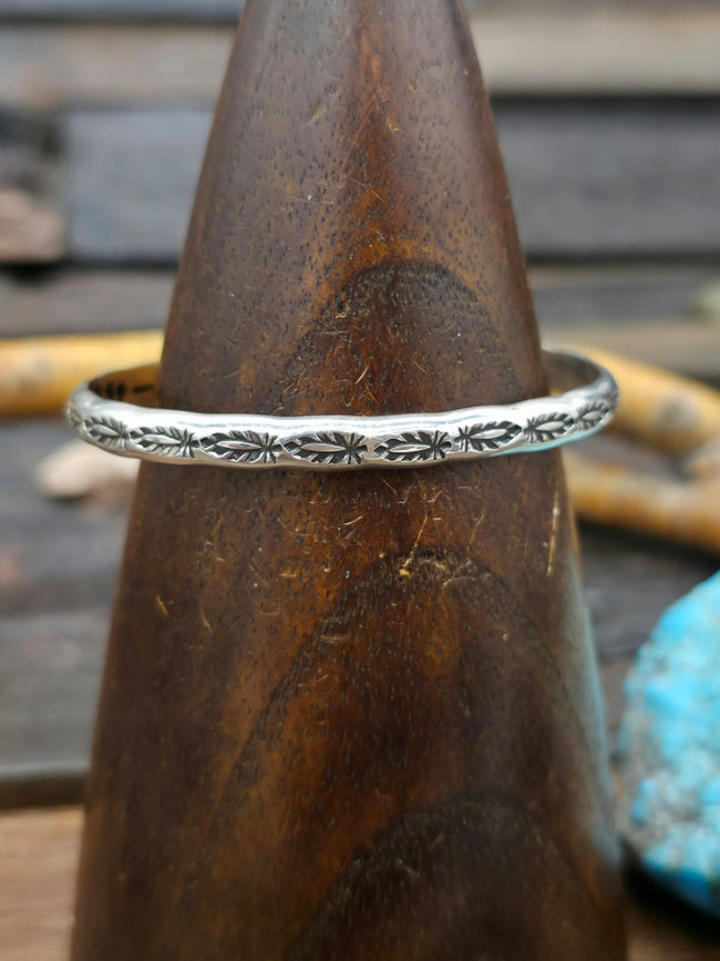 Stamped Sterling Silver Cuff Bracelet by Sunshine Reeves - 6 in.