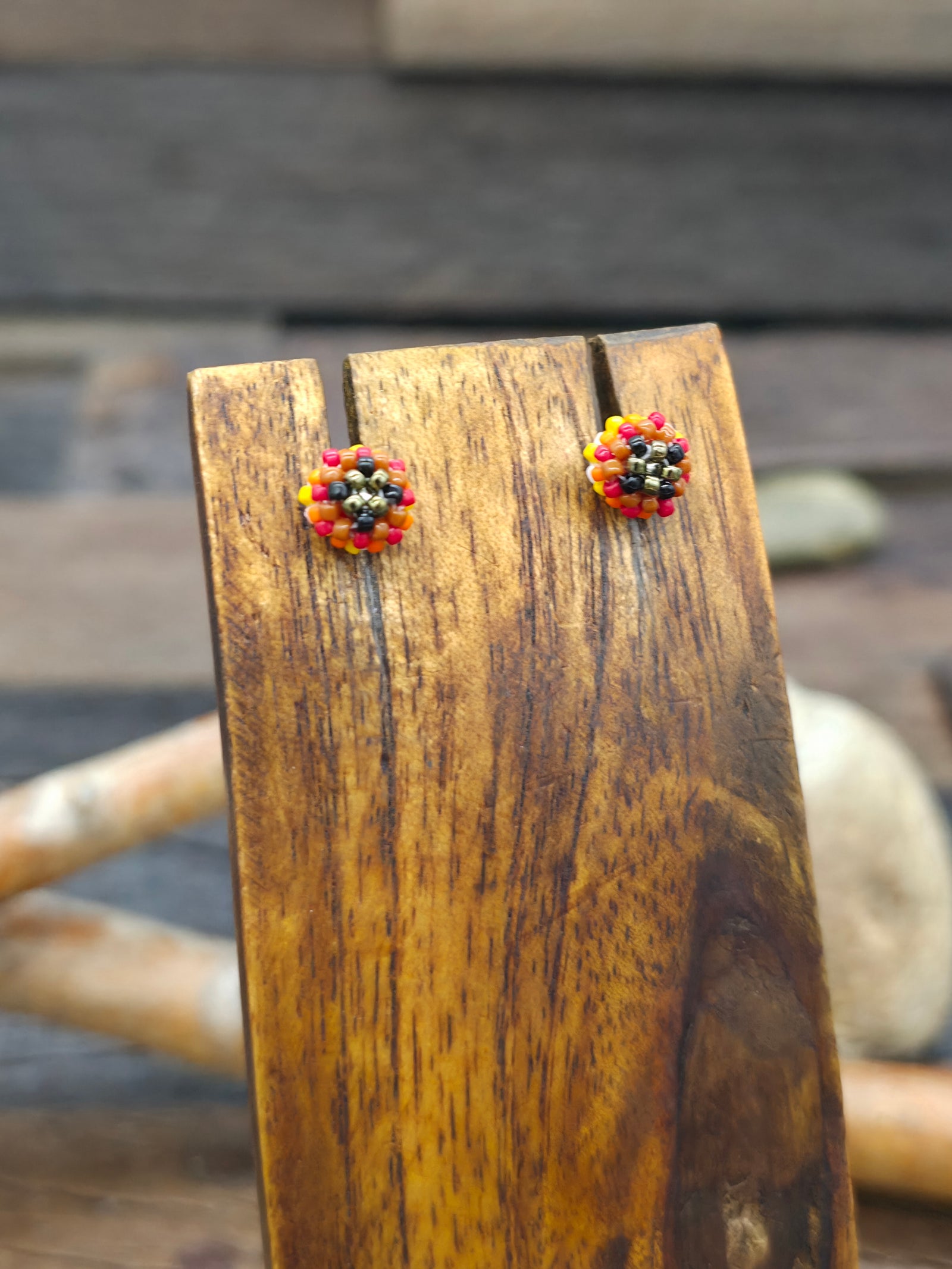 Mini Beadwork Stud Earrings