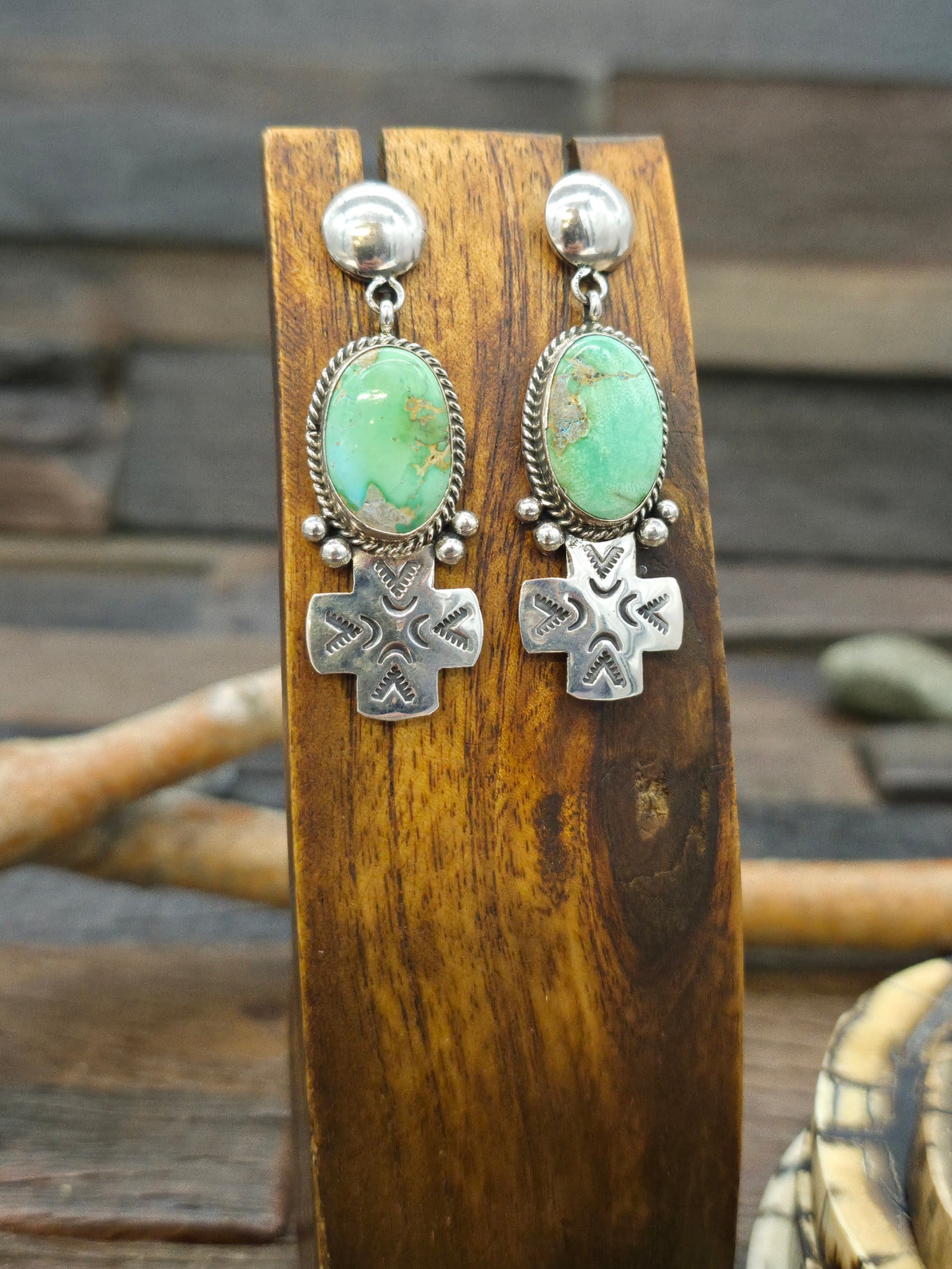 Sonoran Gold Sterling Silver Cross Post Dangle Earrings by C. Wylie