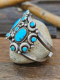 Vintage/Estate High Grade Blue Gem Turquoise Sterling Silver Cuff - 6 1/2 in.
