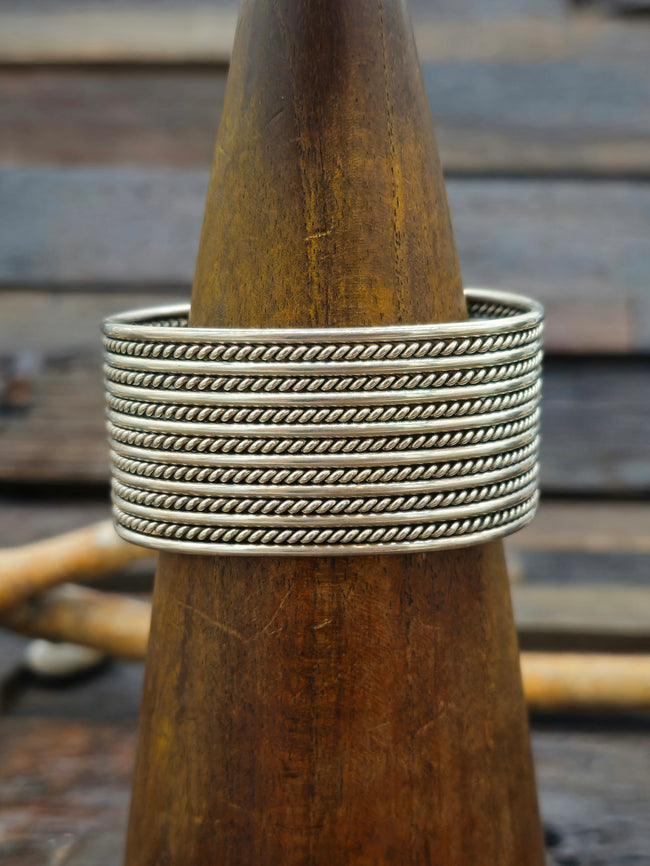 Wide Sterling Silver Wire Cuff - 6 1/2 in.