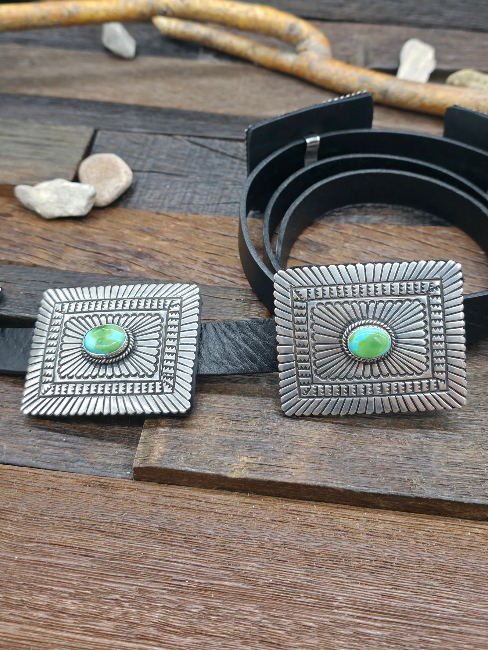 Sterling Silver Sonoran Turquoise Concho Belt by Tsosie White - 58 in.