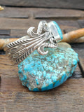 Extra Large Cast and Stamped Sterling Silver and Turquoise Cuff - 8 3/4 in. with Gap