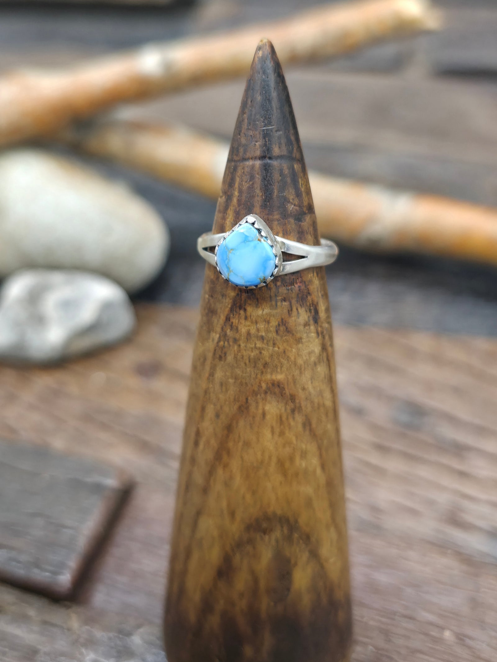 Sterling Silver Golden Hill Turquoise Dainty Ring by Jerryson Henio - Size 6