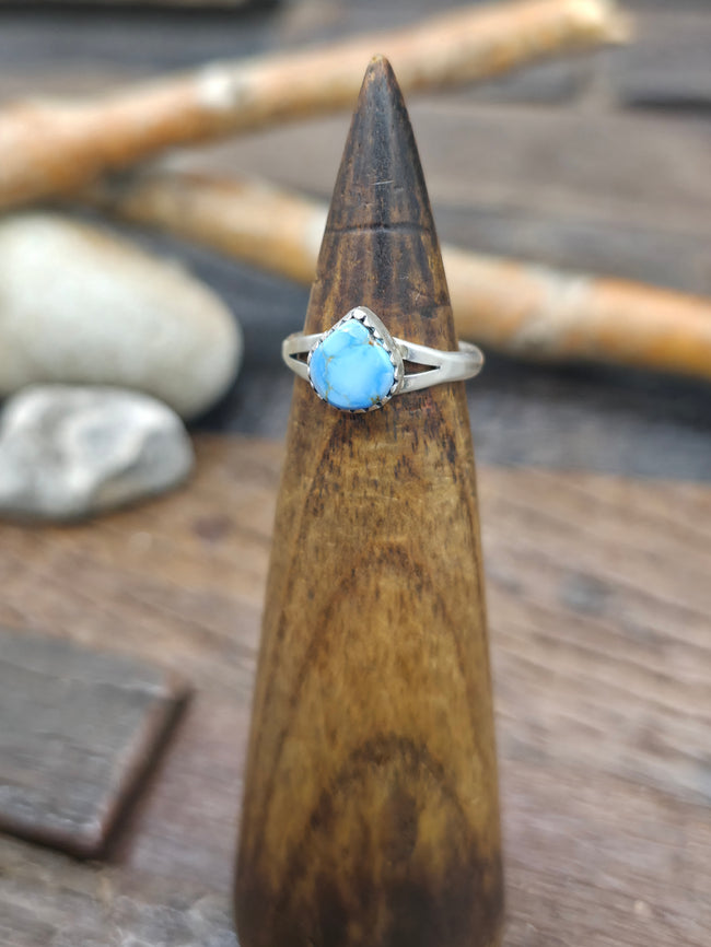 Sterling Silver Golden Hill Turquoise Dainty Ring by Jerryson Henio - Size 6