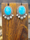 Lone Mountain Turquoise Squash Blossom Necklace and Earring set by LaRose Ganadanegro 22 in