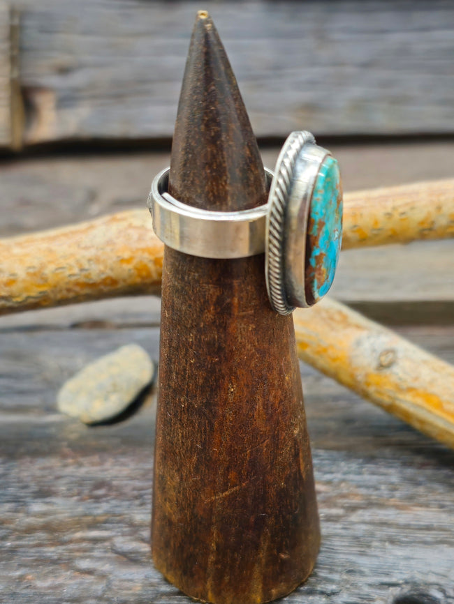 Leon Martinez Turquoise and Sterling Adjustable Ring