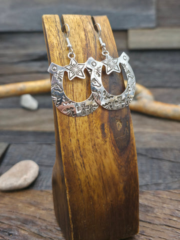 Three Row Sterling Silver Half Hoop Earrings by Priscilla Apache - 3/4 in. by 1/2 in.