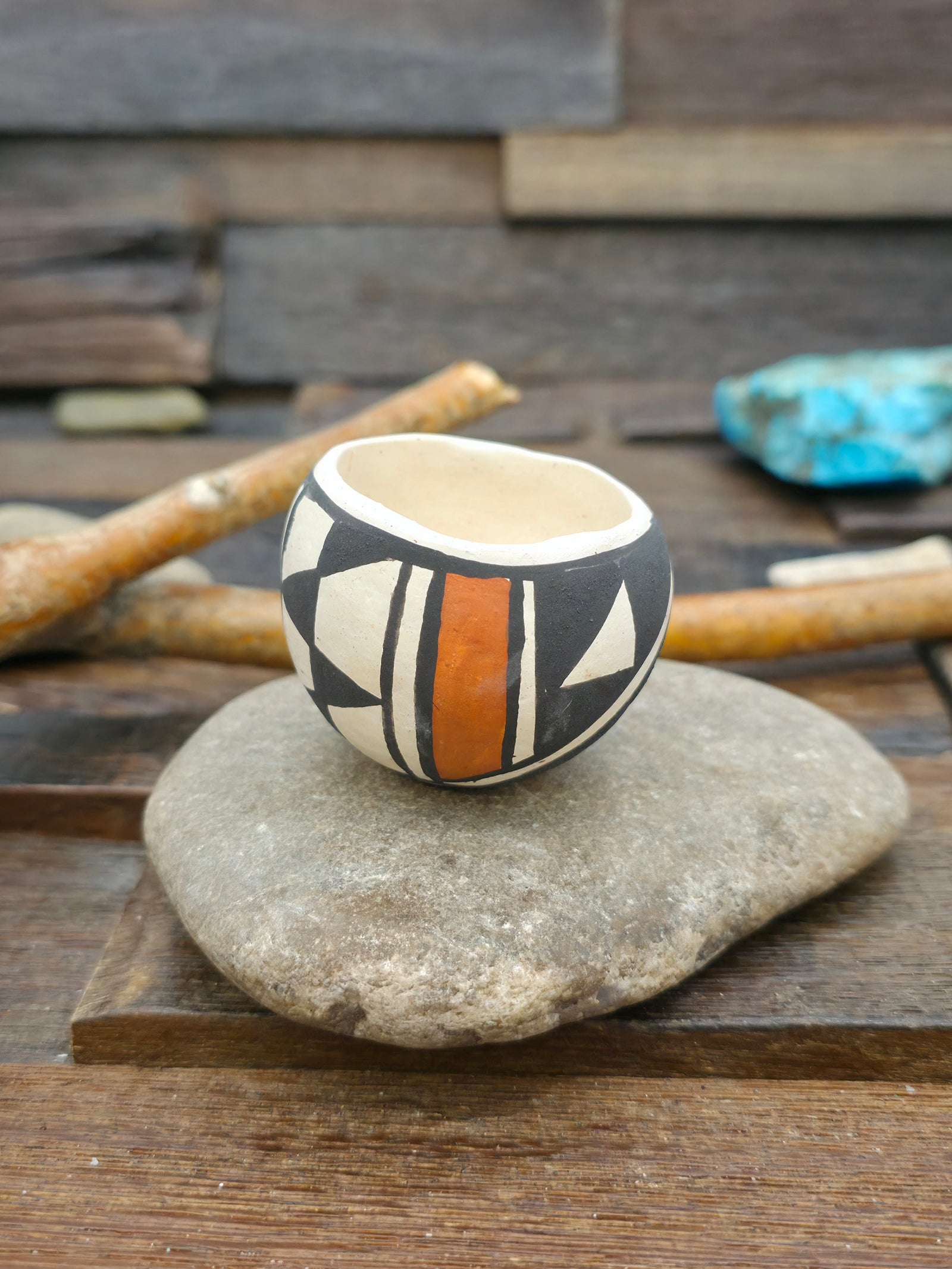 Mini Handmade Acoma Pot by Joyce Lucero - 1 1/2 in. by 1 1/2 in. by 1 1/2 in.