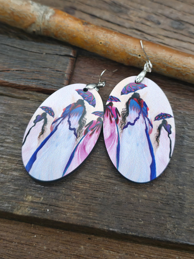 Art Earrings by Bill and Tracy Rabbit - Three Parasols