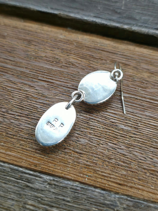 Two Stone Dry Creek Turquoise Hook Earrings by Rosella Paxton