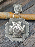 Sterling Silver Santa Fe Cross Pendant by Leander Tahe - 2 in.