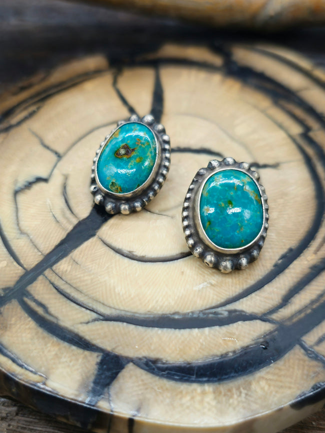 Blue-Green Turquoise Post Earrings by J. Frank
